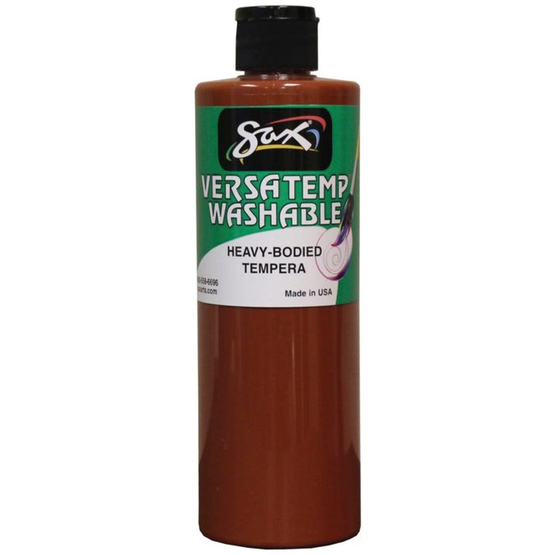 Sax Versatemp Washable Heavy-Bodied Tempera Paint, 1 Pint, Brown