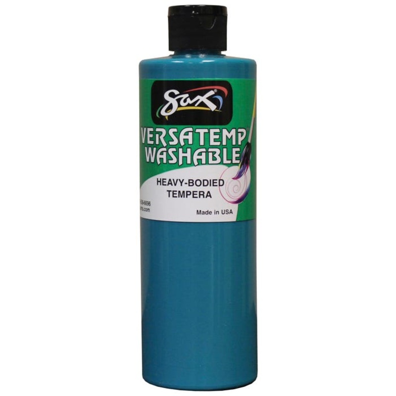 Sax Versatemp Washable Heavy-Bodied Tempera Paint, 1 Pint, Turquoise