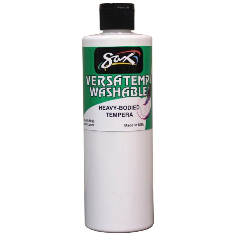 Sax Versatemp Washable Heavy-Bodied Tempera Paint, 1 Pint, White