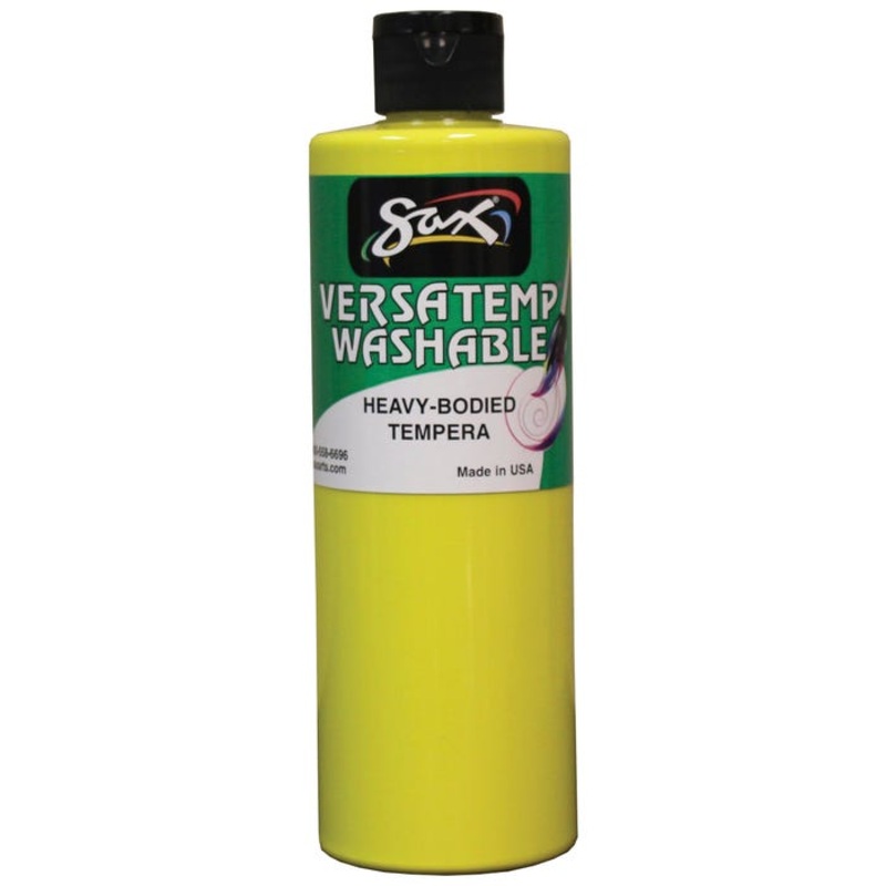 Sax Versatemp Washable Heavy-Bodied Tempera Paint, 1 Pint, Yellow