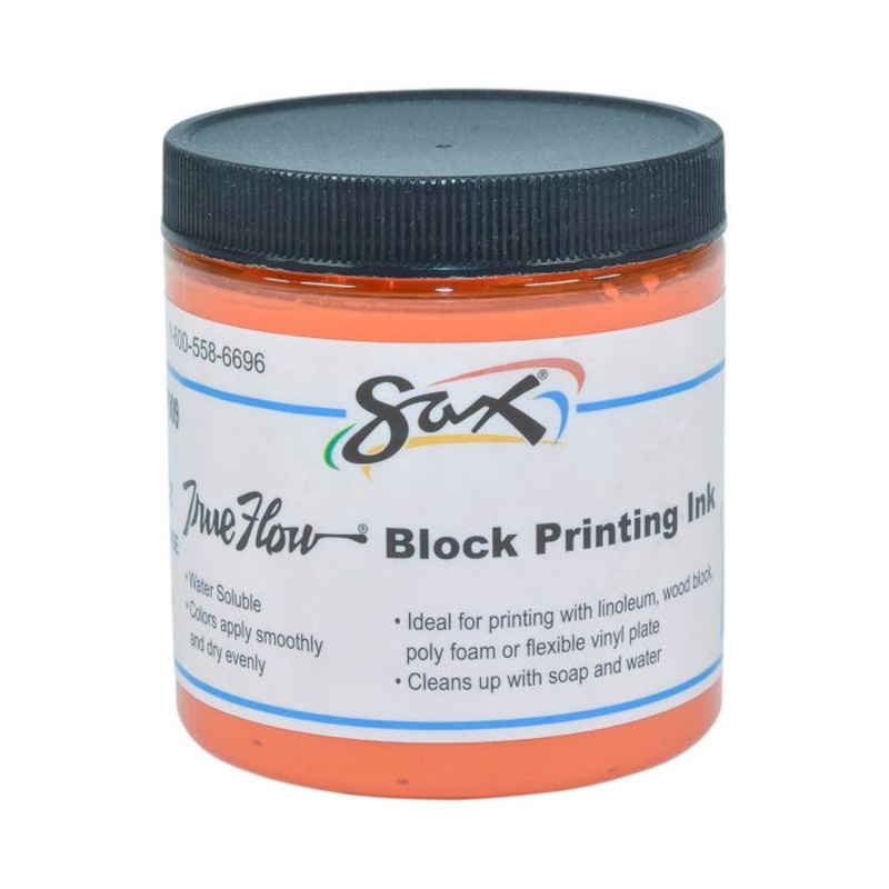 Sax Water Soluble Block Printing Ink, 8 Ounce Jar, Orange