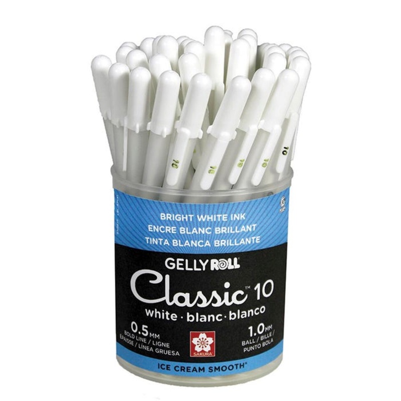 Sakura Gelly Roll Classic Gel Pens, 1.0 mm Bold Tip, White, Pack of 36