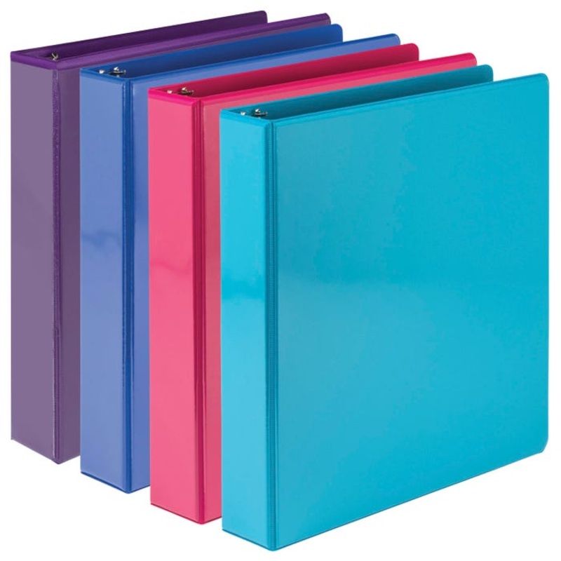 Samsill Durable View Binders, D-Ring, 1-1/2 Inch, Assorted Fashion Colors, Pack of 4
