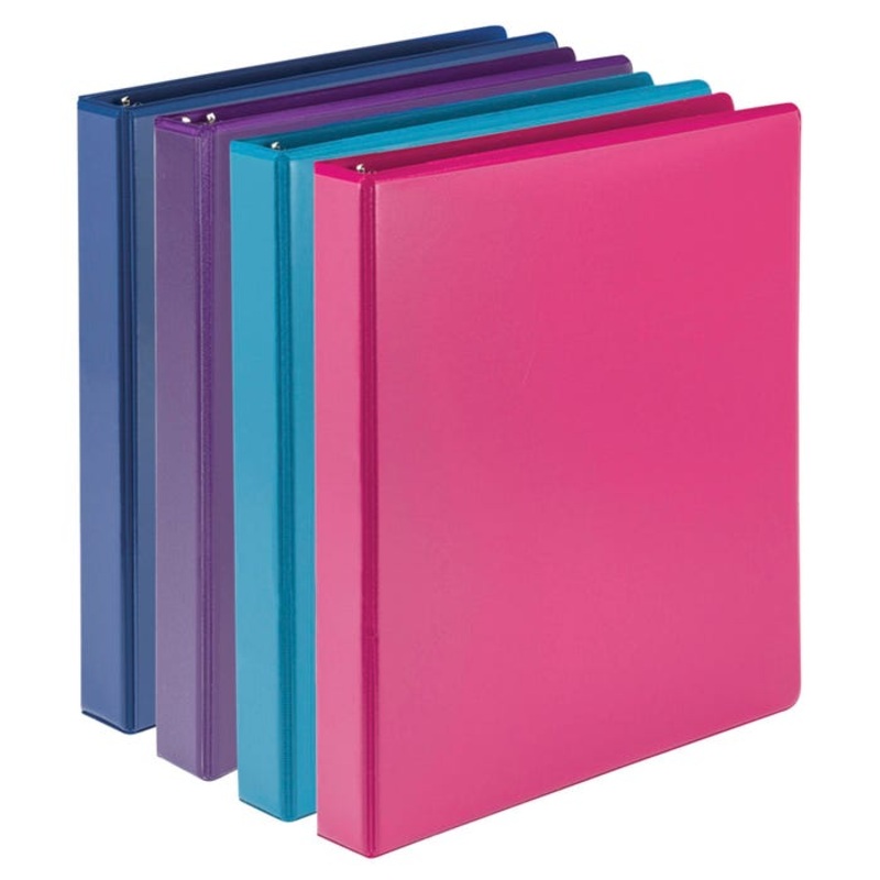 Samsill Durable View Binders, D-Ring, 1 Inch, Assorted Fashion Colors, Pack of 4