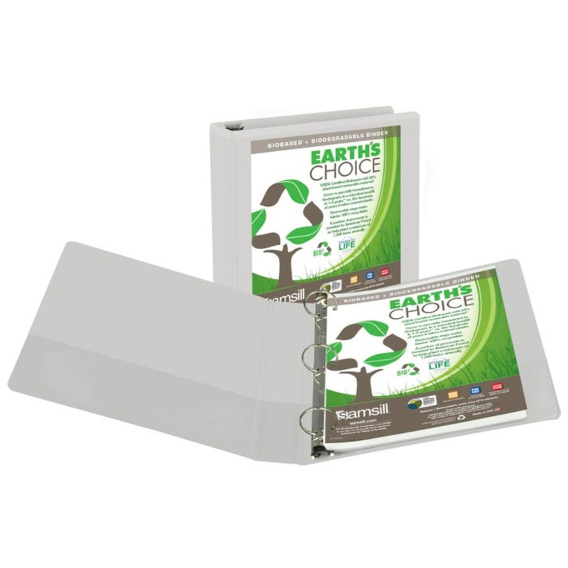 Samsill Earth's Choice Eco-Friendly View Binder, 1-1/2 Inch Round Ring, White