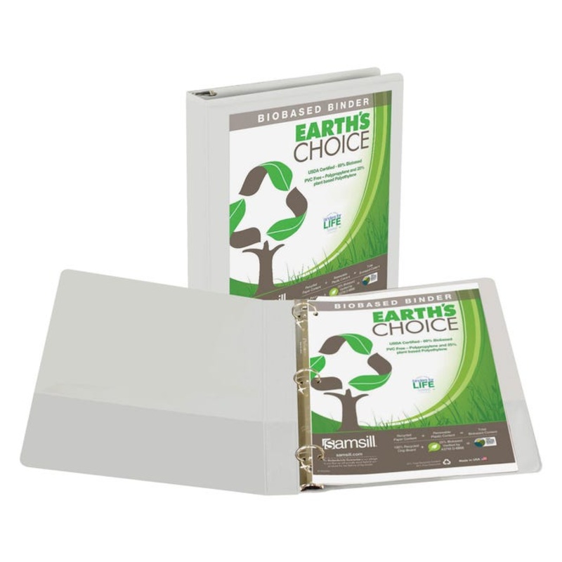 Samsill Earth's Choice Eco-Friendly View Binder, 1 Inch Round Ring, White