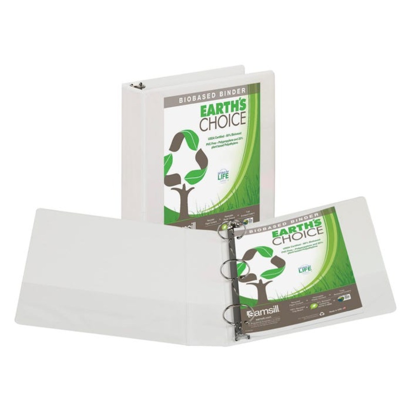 Samsill Earth's Choice Eco-Friendly View Binder, 2 Inch Round Ring, White