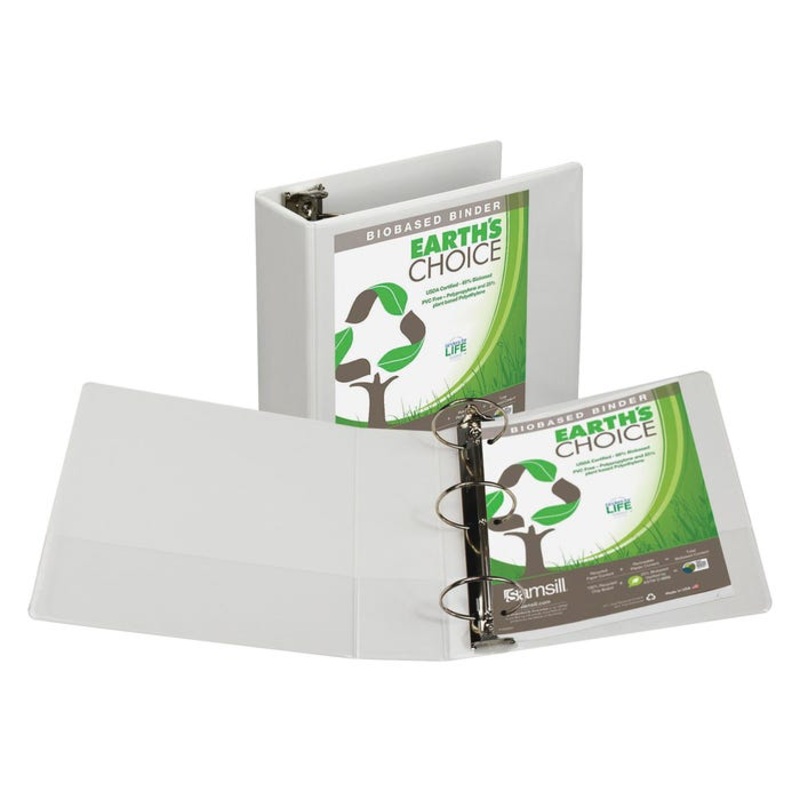 Samsill Earth's Choice Eco-Friendly View Binder, 4 Inch Round Ring, White
