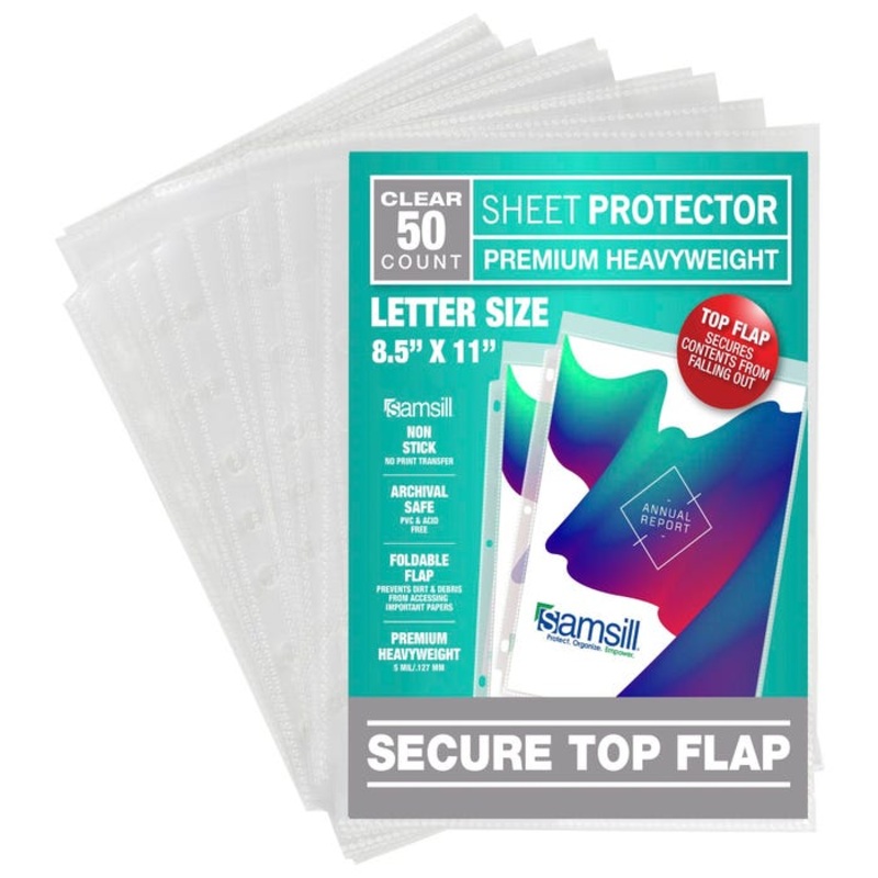 Samsill Super Heavy Duty Sheet Protectors, Letter Size, 50 Pack