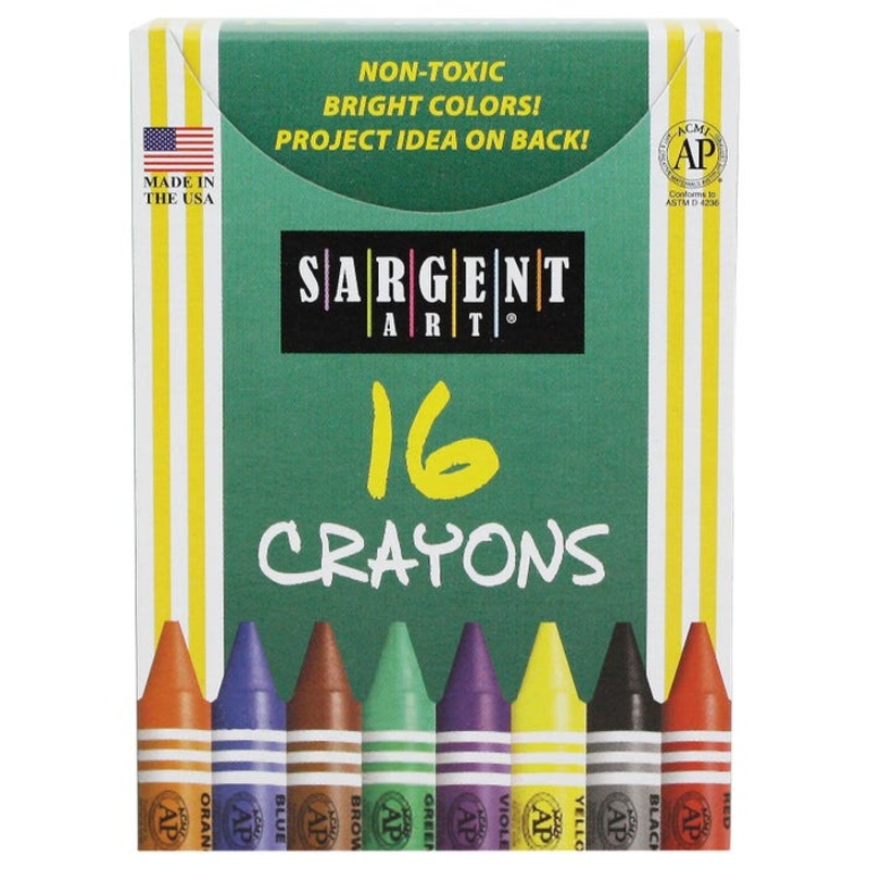 Sargent Art Crayons, Tuck Box, Set of 16