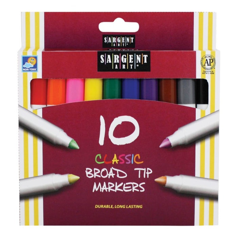 Sargent Art Markers, Broad Tip, Assorted Colors, Set of 10