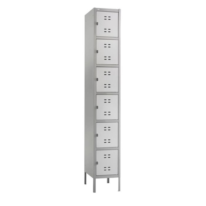 Safco 2-Tone Box Locker with Hasps, 6 Tier, 12 W x 18 D x 78 H in, Gray