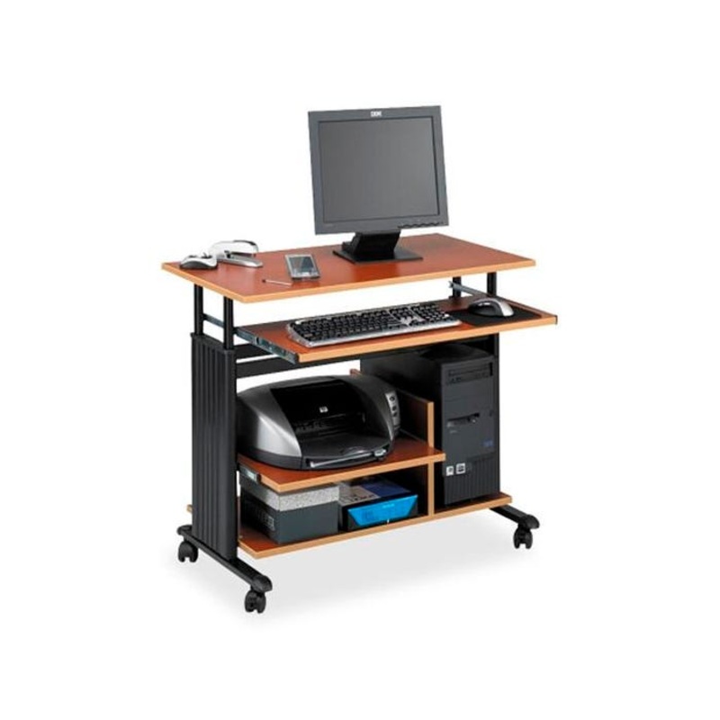 Safco Adjustable Mini-Tower Workstation, Black/Cherry