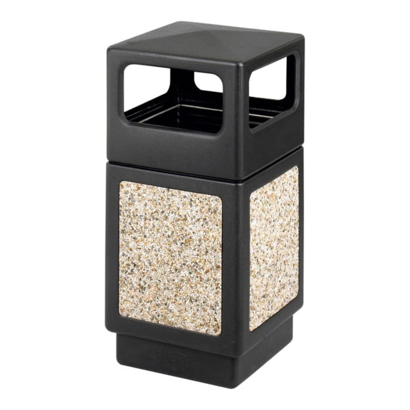 Safco Aggregate Series Side Opening, 38 Gallon Capacity, 13 x 6 Inch Opening, Black
