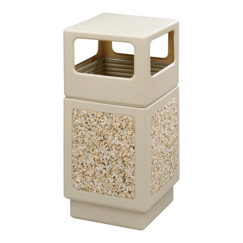 Safco Aggregate Series Side Opening, 38 Gallon Capacity, 13 x 6 Inch Opening, Tan