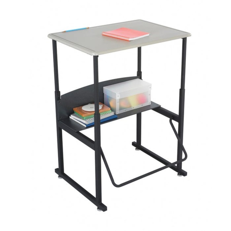 Safco AlphaBetter Adjustable-Height Stand-Up Desk, 28 x 20 x 26 to 42 Inches, Standard Top and Swinging Footrest Bar