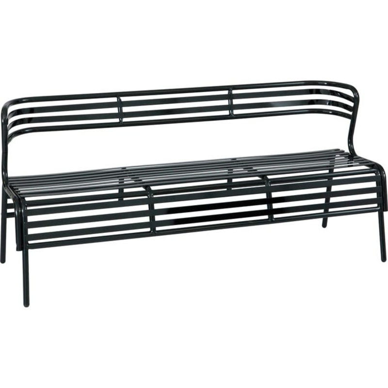 Safco CoGo Indoor/Outdoor Steel Bench with Back, 60 x 25 x 30 Inches, Black