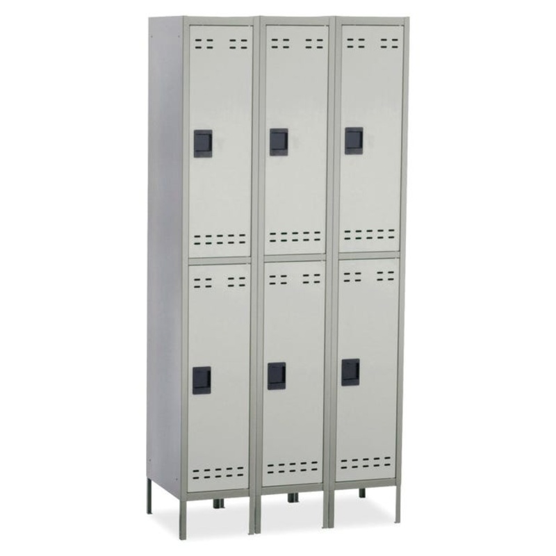 Safco Double-Tier Locker, Three-Wide with Legs, Gray