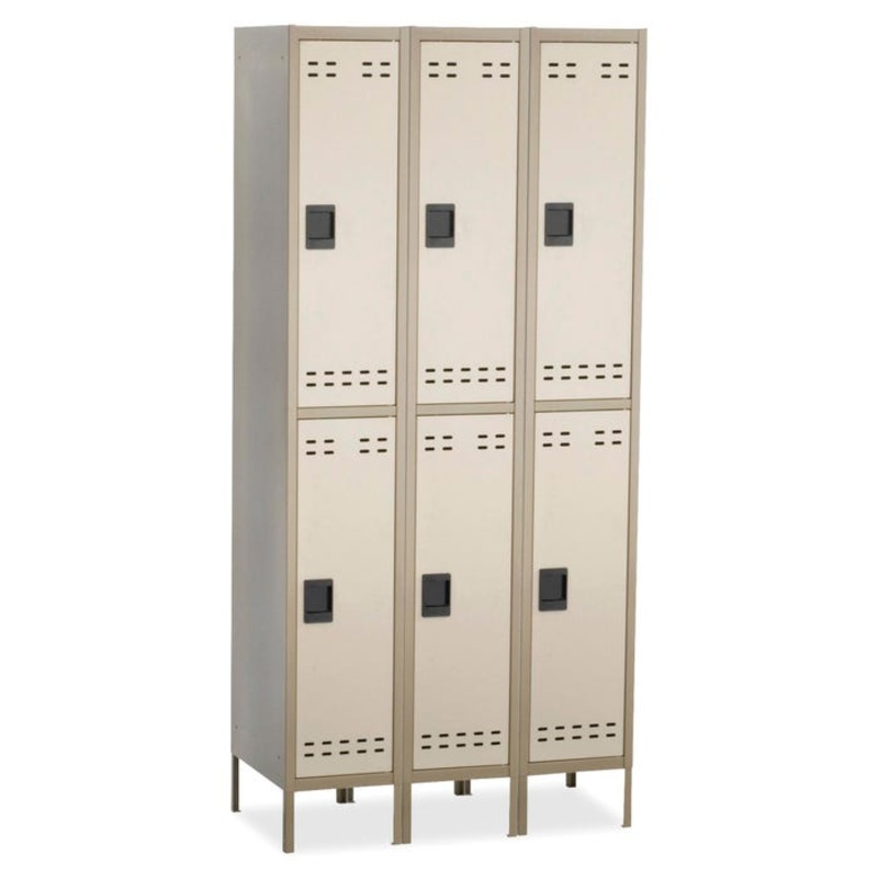 Safco Double-Tier Locker, Three-Wide with Legs, Tan