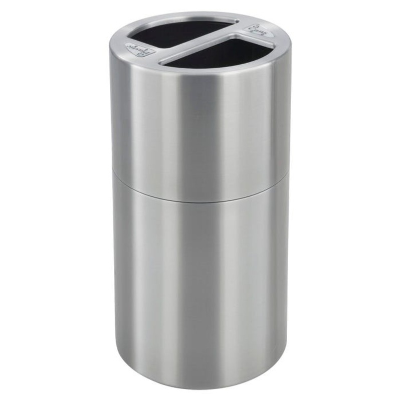 Safco Dual Recycling Receptacle, 30 Gallon, Aluminum, Stainless Steel