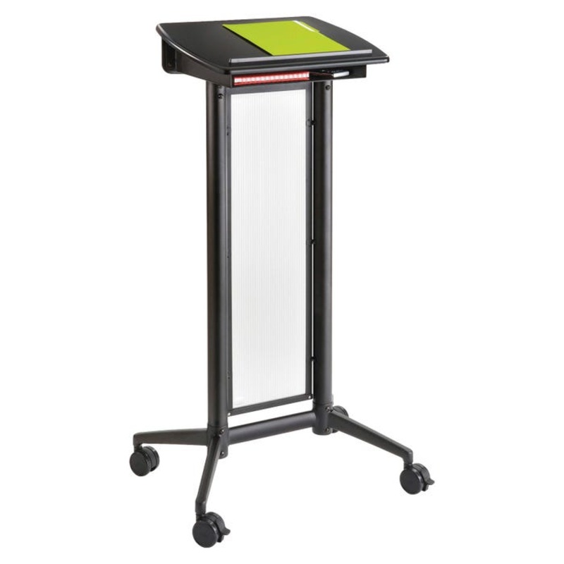 Safco Impromptu Lectern, 26-1/2 X 18-3/4 X 46-1/2 in, Polycarbonate Panel/Steel Frame, Black, Powder Coated