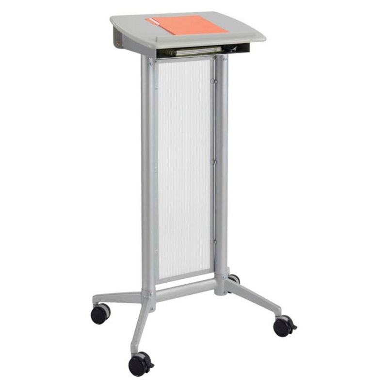 Safco Impromptu Lectern, 26-1/2 X 18-3/4 X 46-1/2 in, Polycarbonate Panel/Steel Frame, Gray, Powder Coated