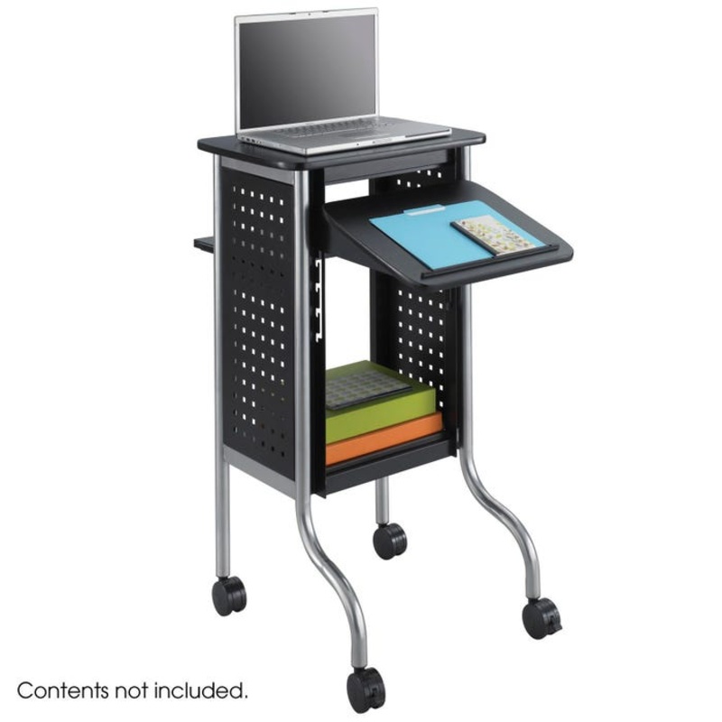 Safco Multi-Platform Portable Presentation Cart with Locking Casters, 21-1/2 W x 30-1/4 D x 40-1/2 H in, Black
