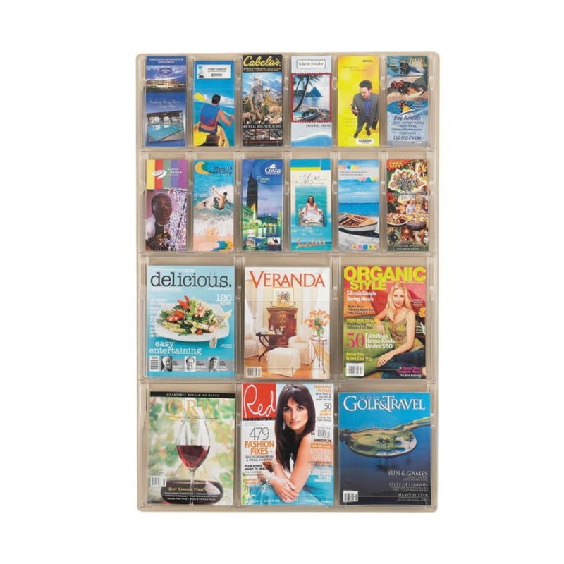 Safco Reveal 6 Magazine and 12 Pamphlet Display, 30 x 2 x 45 Inches, Clear