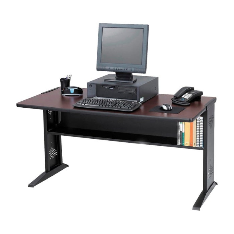 Safco Reversible Top Mobile Computer Desk, Mahogany, 47-1/2 x 28 x 30 Inches