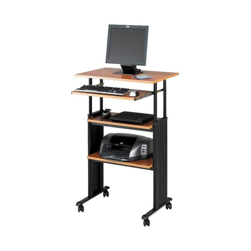 Safco Stand-Up Workstation, Black and Medium Oak, 100 lbs