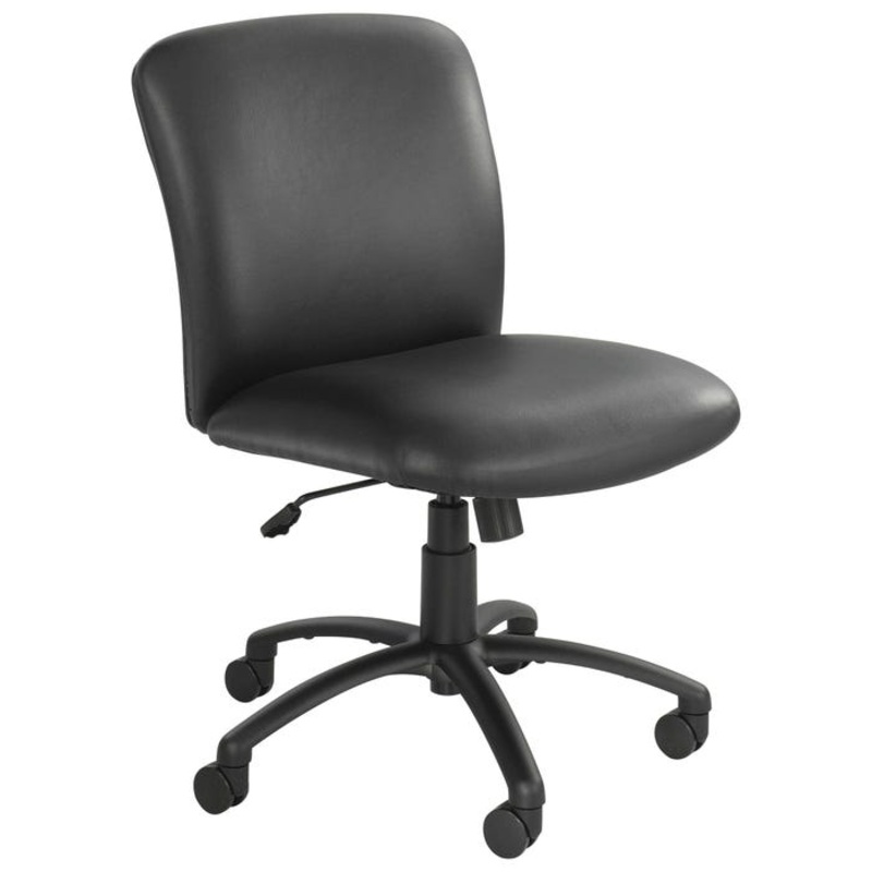 Safco Vinyl Mid-back Chair, 27 x 30-1/4 x 36-1/2 – 40-1/2 Inches, Vinyl, Black