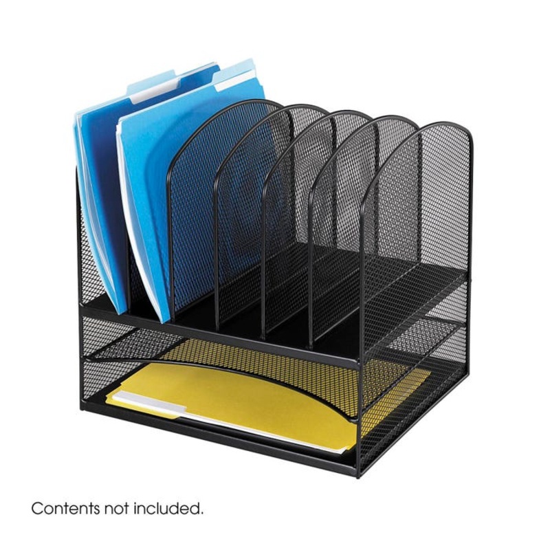 Safco 2-Horizontal, 6 Vertical Mesh Combo Rack, 13-1/4x 11-1/2 x 13 Inches, Black
