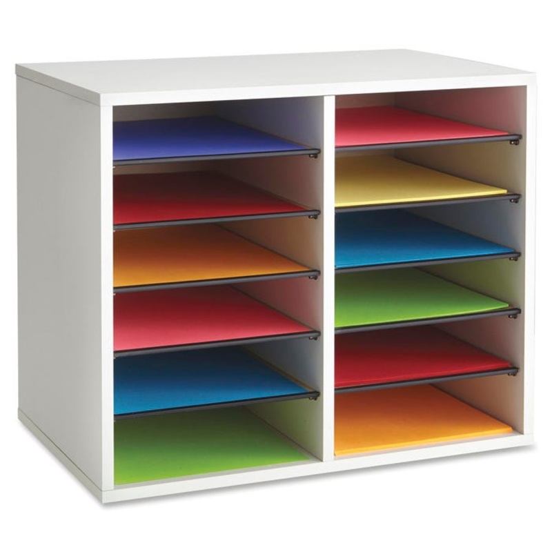 Safco Adjustable 12-Slot Wood Literature Organizer, 19-1/2 x 12 x 16 in, Gray