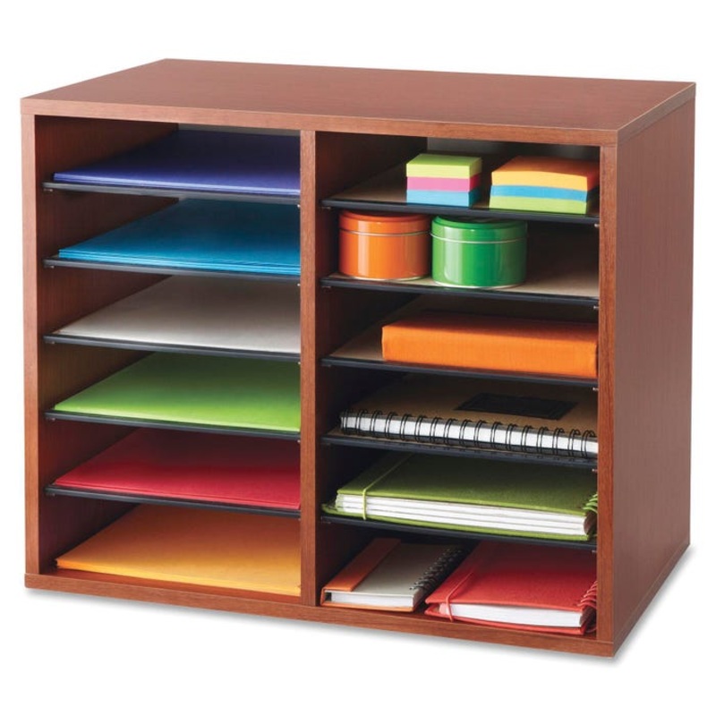 Safco Adjustable Literature Organizer, 19-1/2 x 12 x 16 Inches, 15 lb, Wood, Cherry