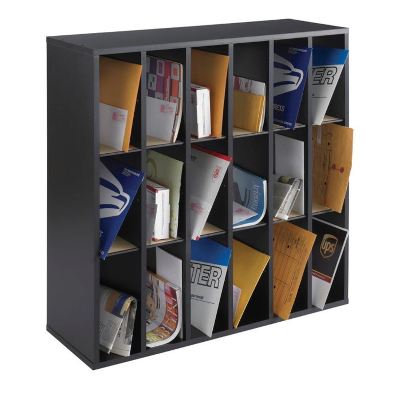 Safco Adjustable Mail Sorter, 18 Compartment, 33-3/4 x 12 x 32-3/4 Inches, Black