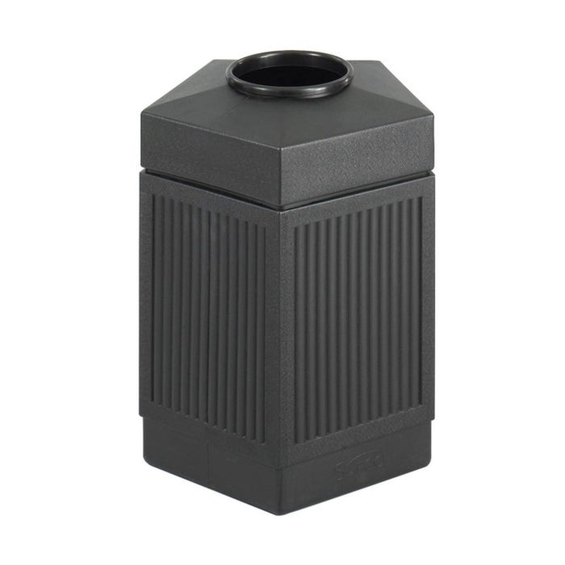 Safco Canmeleon Open Top Pentagon Receptacle, 45 Gallons, Black
