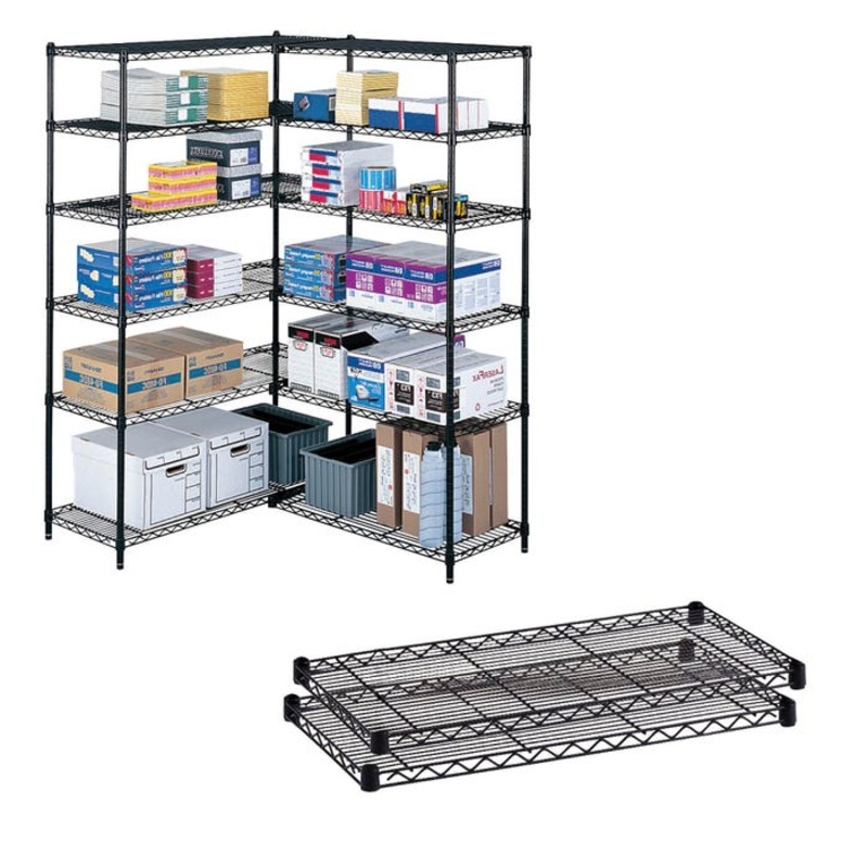 Safco Extra Shelf, 36 in W X 24 in D, 1000 lb, Black, Pack of 2