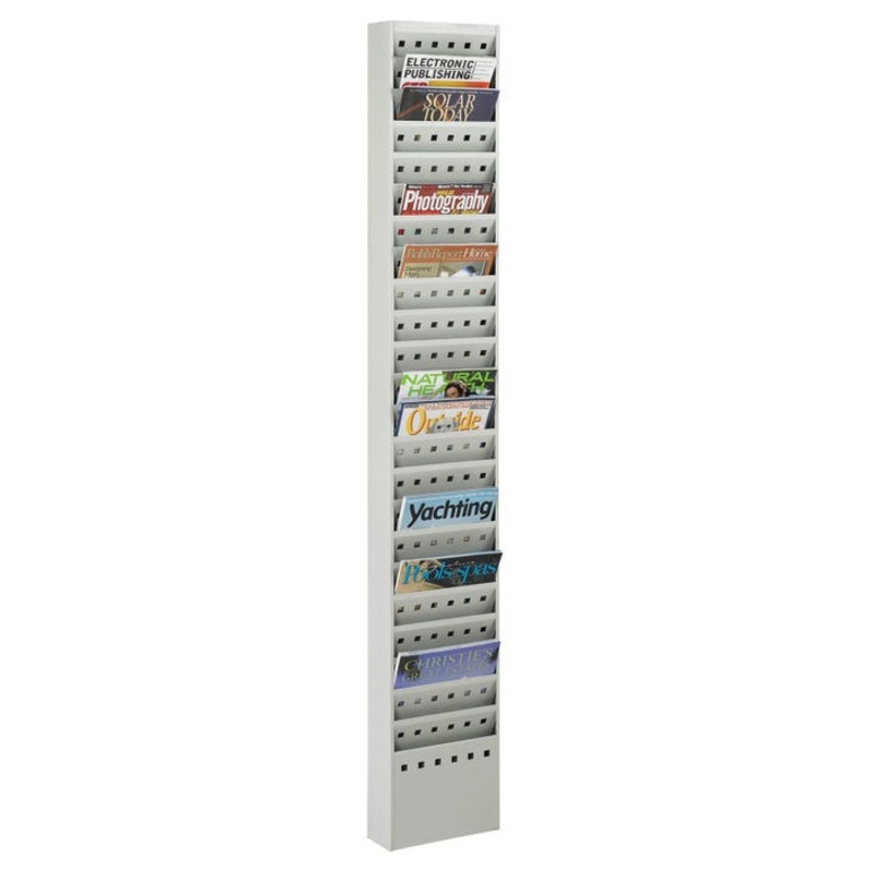 Safco Magazine Rack, 23 Pocket, 10 x 4 x 65-1/2 Inches, Gray