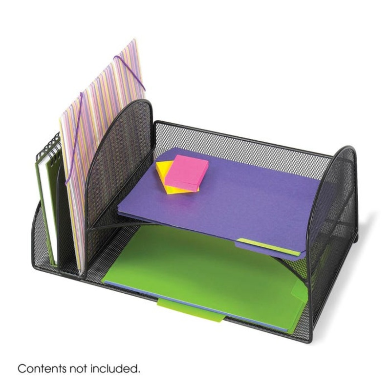 Safco Mesh Desktop Organizer, 4-Compartments, 17 x 10-3/4 x 7-3/4 Inches, Black