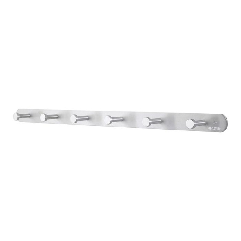 Safco Nail Head Coat Hook, 10 Pounds/Hook, Satin Aluminum, 36 x 2-5/8 x 2 Inches, 6 Hook