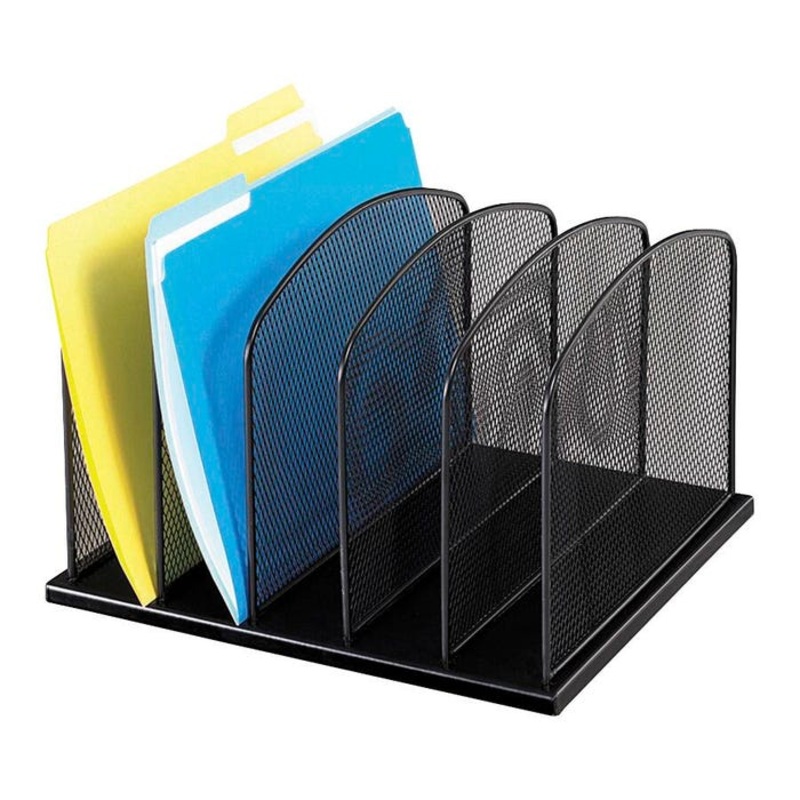 Safco Onyx Mesh Desk Organizer, 5 Upright Sections, 12-1/2 x 11-1/4 x 8-1/4 Inches