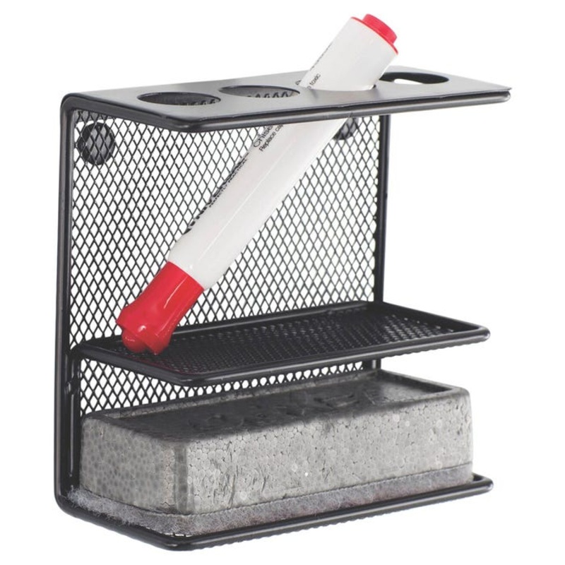Safco Onyx Mesh Marker Holder — Marker Holder w/Shelf, Steel, 5-1/2″x2-1/4″x5-1/4″, Black