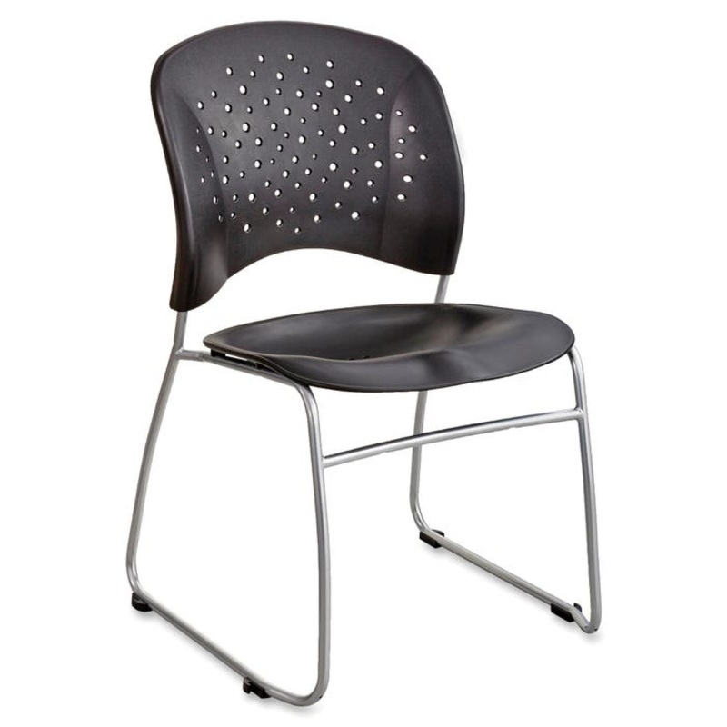 Safco Reve Sled Base Stackable Guest Chair, 19-3/4 x 23-1/2 x 33-1/2 Inches, Black
