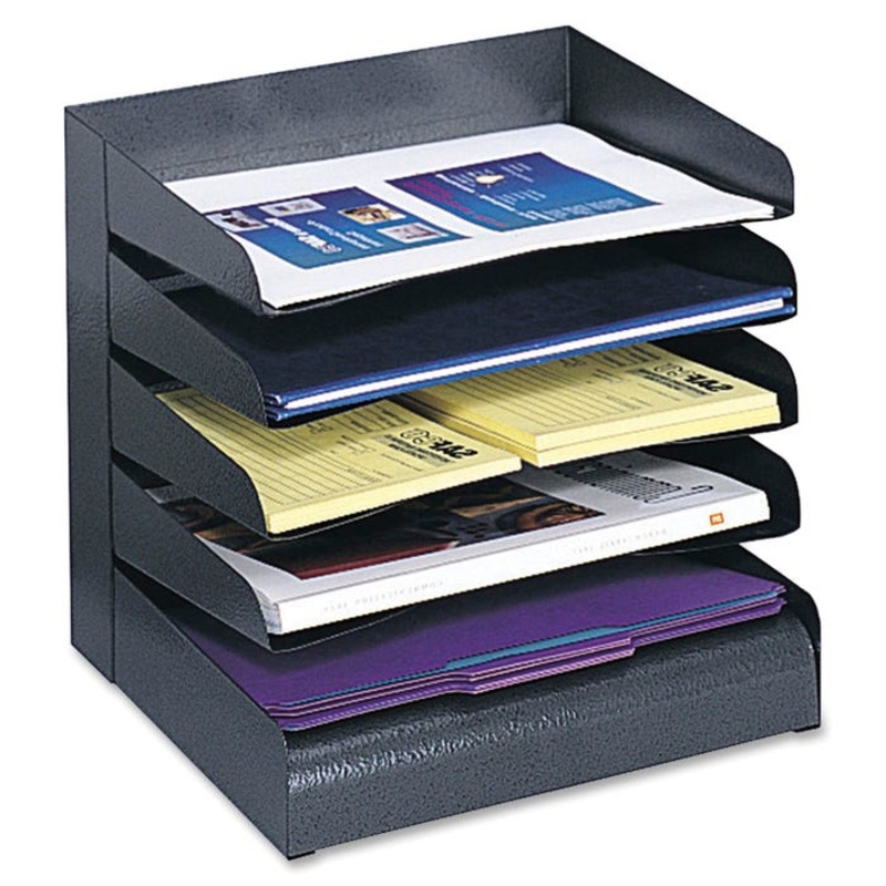 Safco Steel Slanted Desk Tray Sorter, 5-Tier, 12 x 9-1/2 x 11-1/4 Inchs, Black