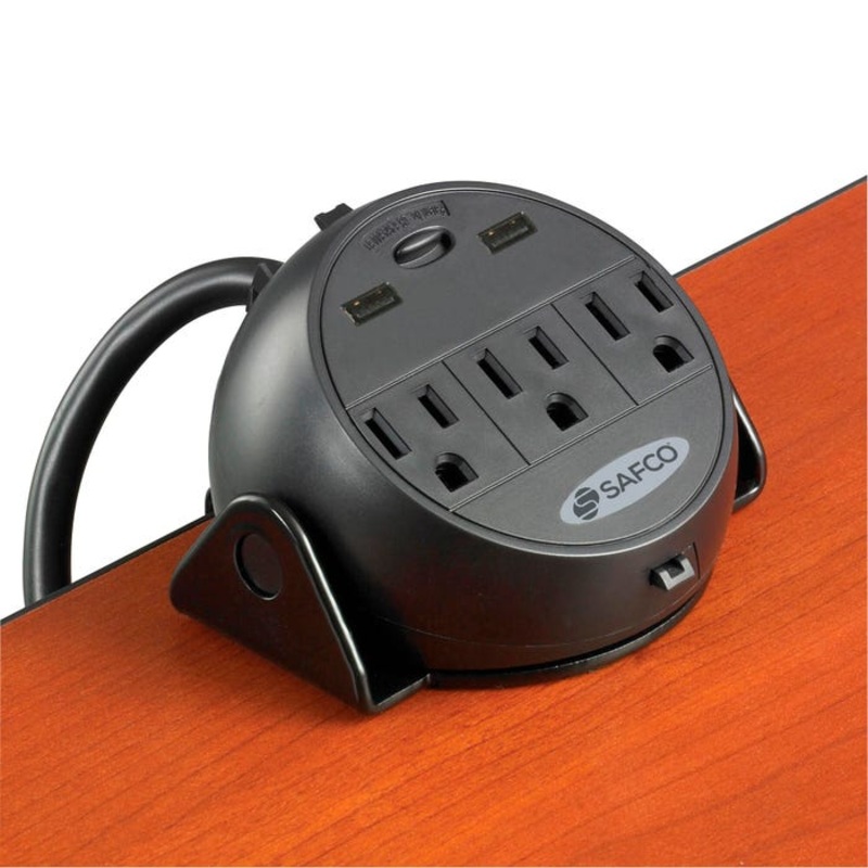 Safco Training Table Clamp-On Power Module, 4-1/4 x 5 x 5 Inches, Black