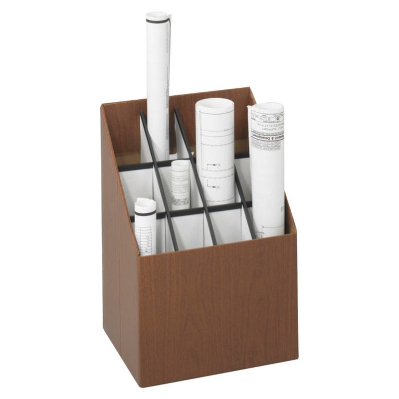 Safco Upright Roll 12 Compartment Storage File, 15 x 12 x 22 Inches, Walnut Woodgrain