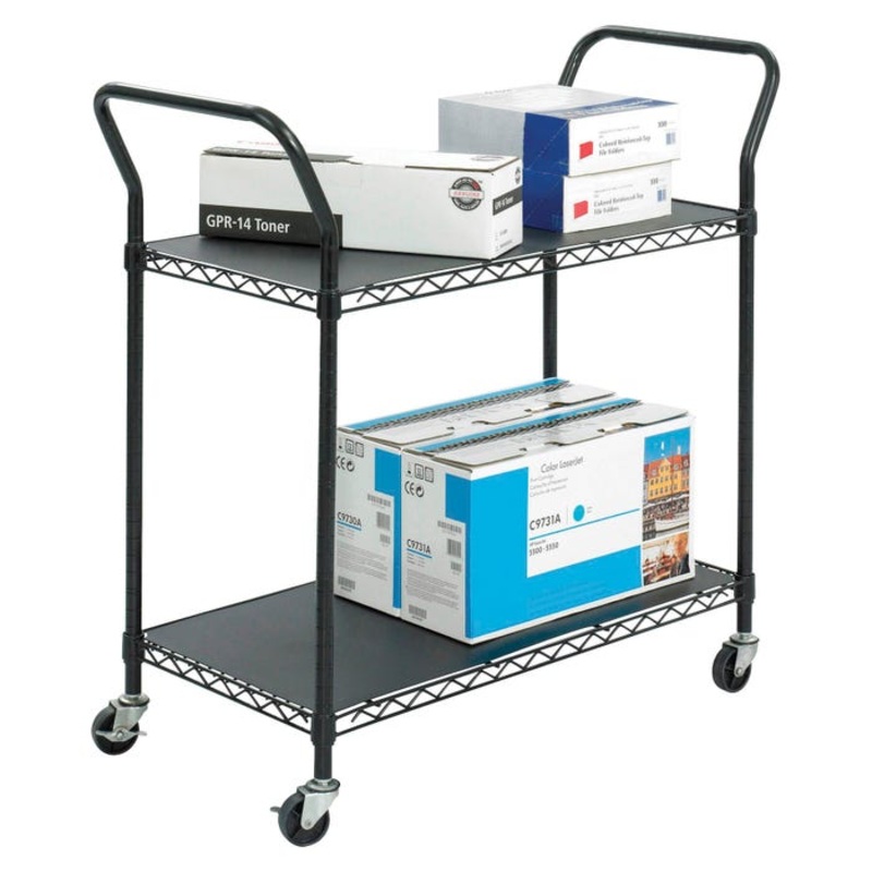 Safco Utility Cart, Black, 43-3/4 W x 19-1/4 D x 40-1/2 H in, 400 lbs