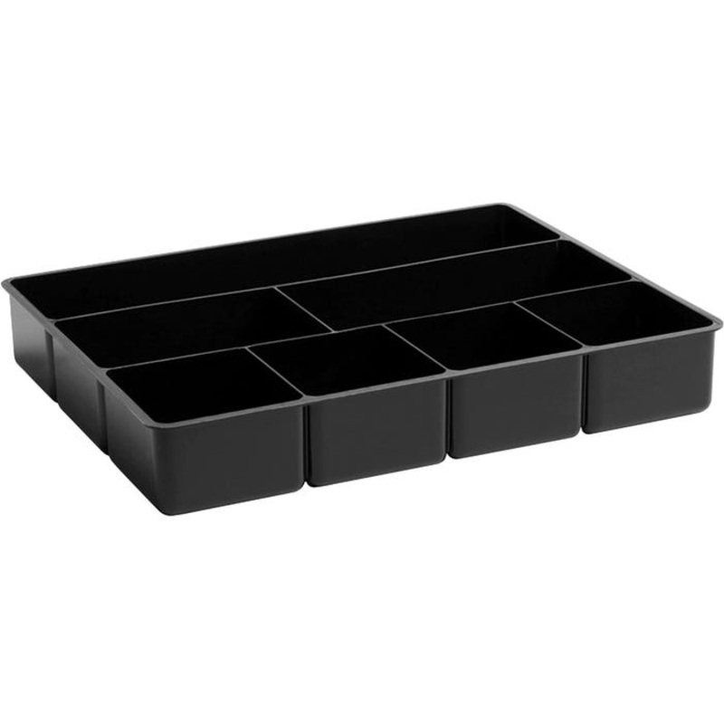 Rubbermaid 7-Compartment Drawer Director Tray Organizer, 15 X 12 X 2-3/8 in, Black