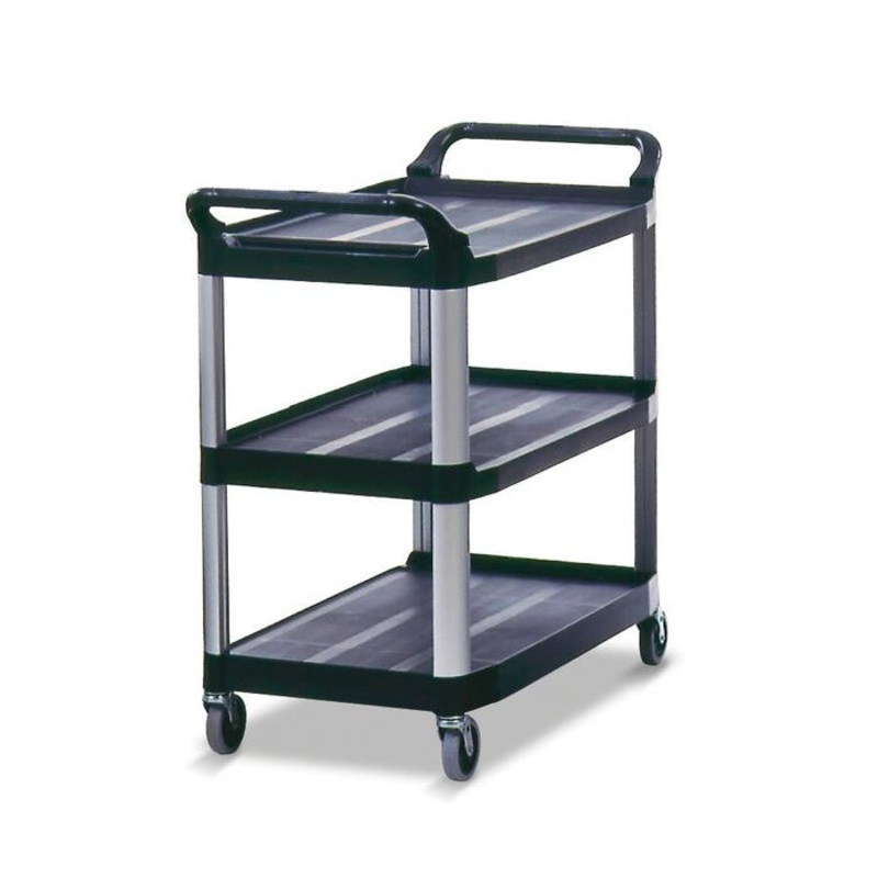 Rubbermaid Commercial 3-Shelf Mobile Utility Cart, 300 Pounds Capacity, 20 x 40-5/8 x 37-3/4 Inches, Black