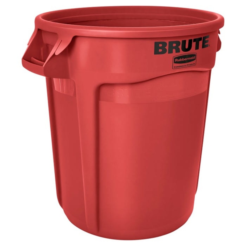 Rubbermaid Commercial BRUTE Garbage Can, Round, Plastic, 32 Gallon, Red